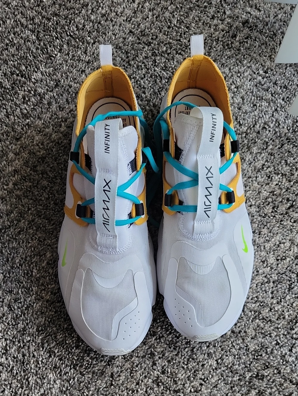 Nike White Teal Yellow Accent Running Sneakers
